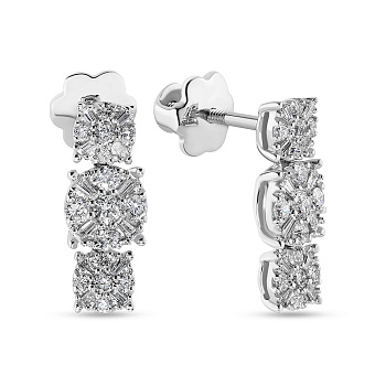 Фото Серьги пусеты из белого золота с бриллиантами (арт. С341279040б)