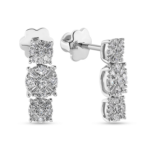 Серьги пусеты из белого золота с бриллиантами (арт. С341279040б) – изображение 1