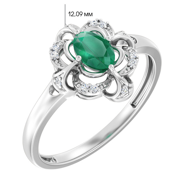 Кольцо из золота с изумрудом и бриллиантами (арт. К011105би) – изображение 2