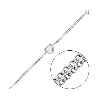 Браслет зі срібла Серце з фіанітами (арт. 7509/3729)