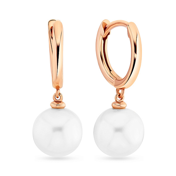 Сережки-подвески из красного золота с жемчугом (арт. 107584/10прлб) – изображение 1