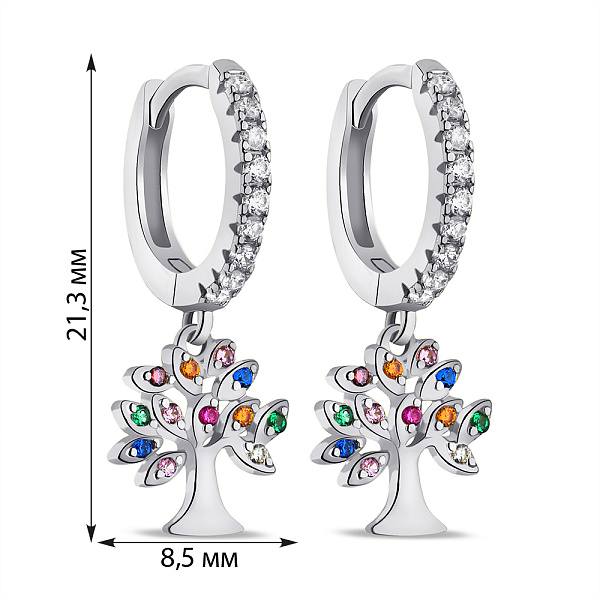 Серебряные серьги-кольца Дерево жизни с цветными альпинитами (арт. 7502/9164/10ацв) – изображение 2