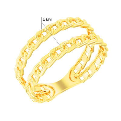 Двойное кольцо Звенья из желтого золота без камней (арт. 140952ж)