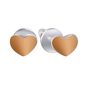 Фото Срібні пусети «Серденька» з золотою вставкою (арт. 7218/809)