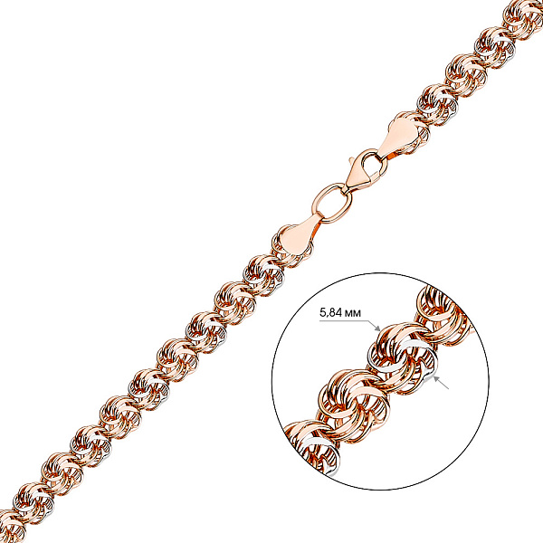 Золотая цепочка с родированием плетения Роза (арт. 309808р) – изображение 2