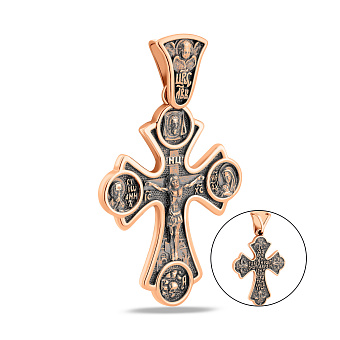 Фото Золотий натільний хрестик з червоного золота з  розп'яттям (арт. 501674)
