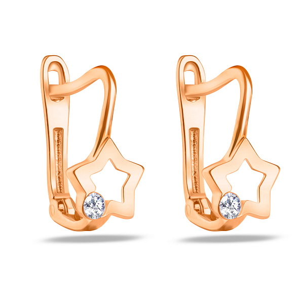 Детские золотые серьги «Звездочки» с фианитами (арт. 107077) – изображение 1