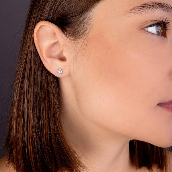 Золоті сережки Квадрати з діамантами (арт. С341331010б) – зображення 2