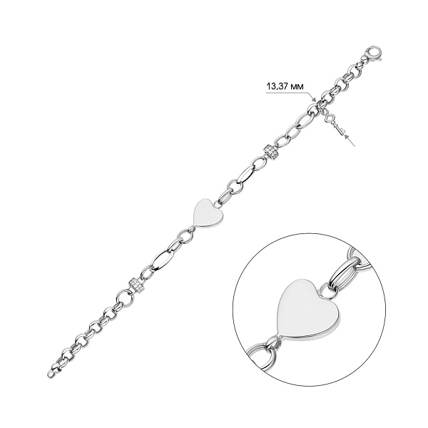 Браслет из белого золота с подвеской и фианитами (арт. 325387бП1) – изображение 2