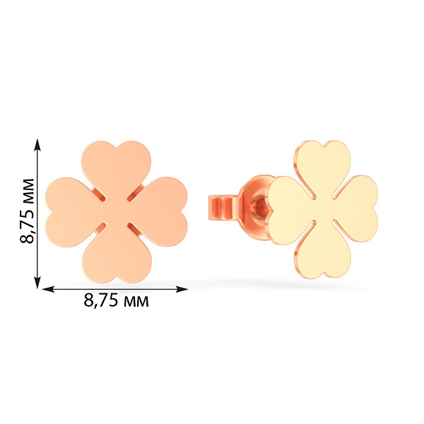 Серьги-пусеты из красного золота Клевер (арт. 110438) – изображение 2