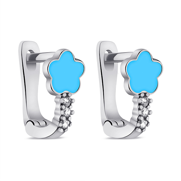 Серебряные детские серьги с эмалью и фианитами (арт. 7502/2716ег) – изображение 1
