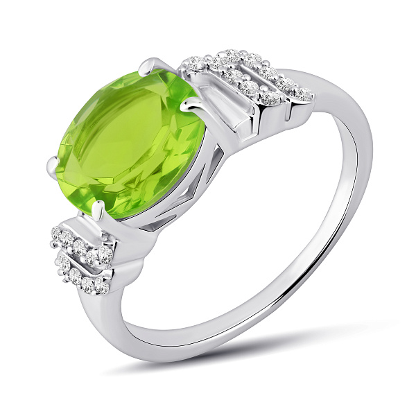 Массивное серебряное кольцо с хризолитом (арт. 7501/2194040Хрз) – изображение 1