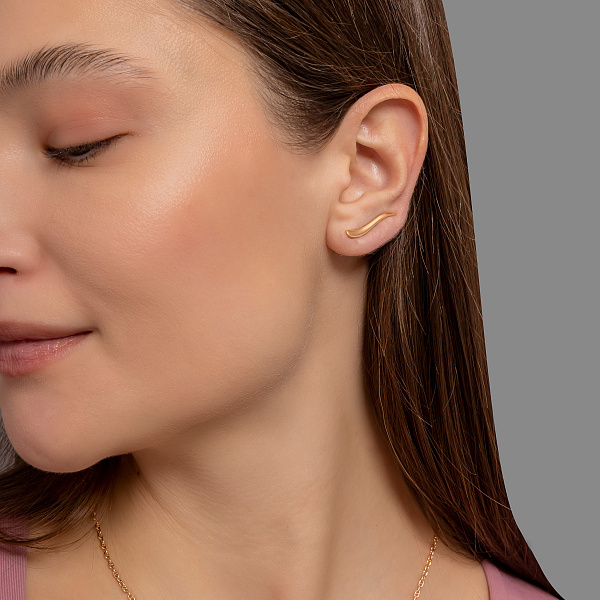 Золотые серьги клаймберы без камней (арт. 110450) – изображение 3