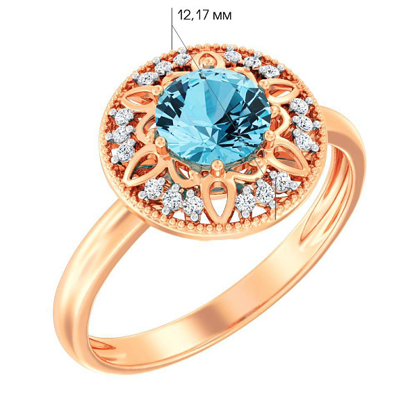 Золотое кольцо с топазом и фианитами (арт. 141064Птг) – изображение 2
