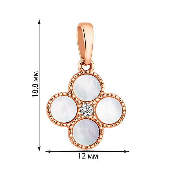 Подвеска из красного золота с фианитом и перламутром (арт. 441202п) – изображение 3
