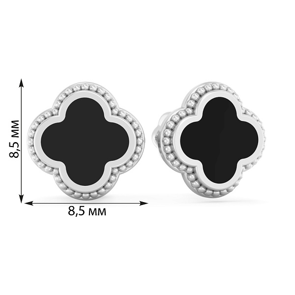 Золотые серьги пусеты с эмалью (арт. 1101128беч) – изображение 2