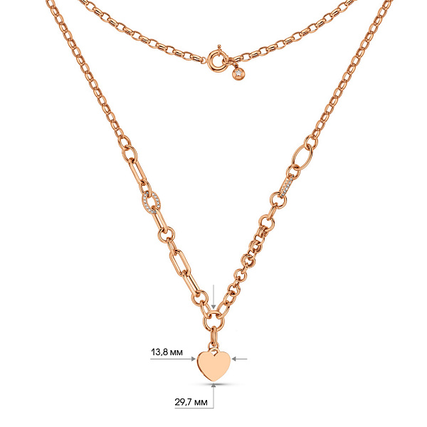 Золотое колье Сердечко с фианитами (арт. 352683) – изображение 3