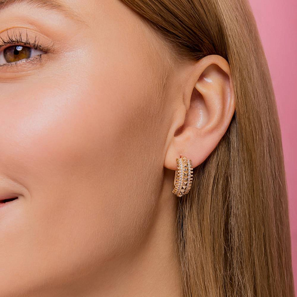 Сережки з червоного золота з фіанітами (арт. 1091397) – зображення 2