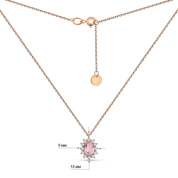 Колье из золота с морганитом и фианитами (арт. 361250ПмГ) – изображение 3