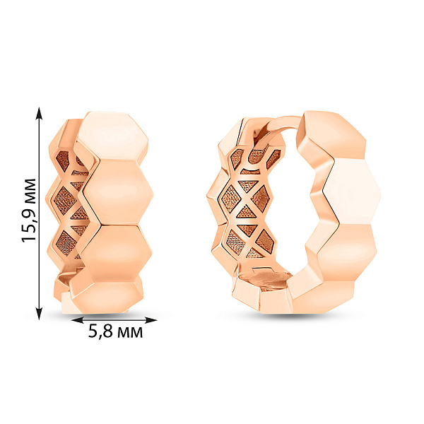 Серьги-кольца из красного золота (арт. 1091713/15) – изображение 4