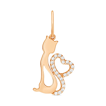 Подвеска золотая Кошка с фианитами (арт. 423632)