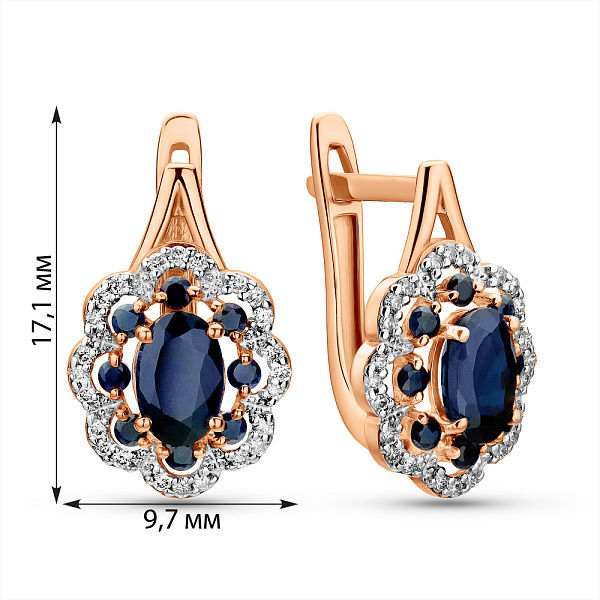 Серьги из красного золота с сапфиром и бриллиантами  (арт. С011088с) – изображение 3