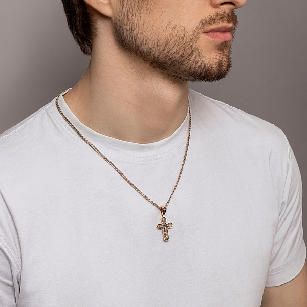 Хрестик з червоного золота з чорнінням (арт. 501744ч) – зображення 5