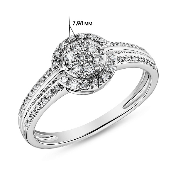 Каблучка з білого золота з діамантами (арт. К341227020б) – зображення 2