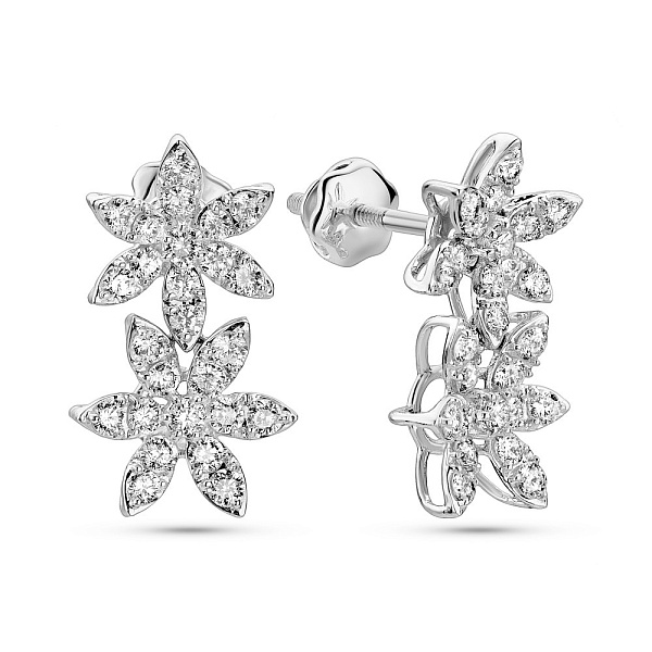 Серьги-пусеты из белого золота с бриллиантами (арт. С341611060б) – изображение 1