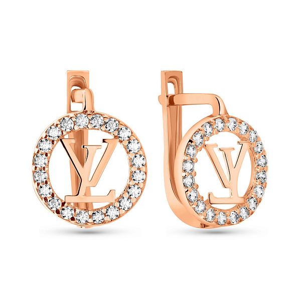 Сережки з червоного золота з фіанітами (арт. 109384) – зображення 1