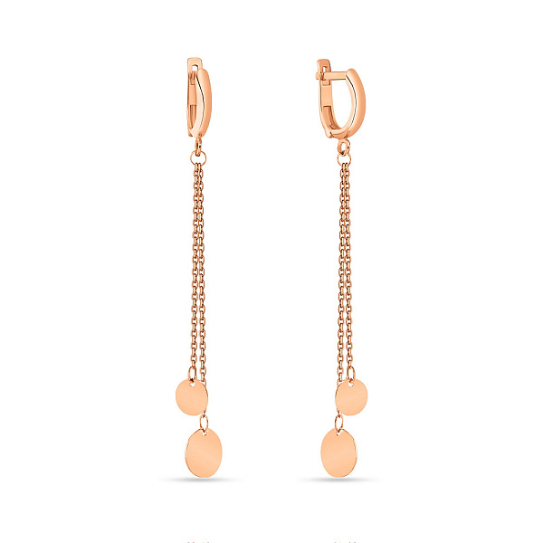 Золотые серьги "Монеты" с подвесками (арт. 108653) – изображение 1