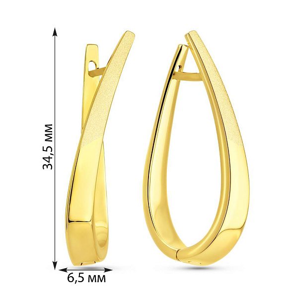 Серьги из желтого золота без камней (арт. 105011жм) – изображение 4