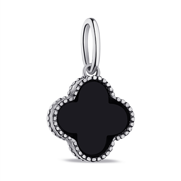 Серебряный подвес Клевер с ониксом (арт. 7503/621/10опп) – изображение 1