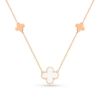 Золотое колье Клевер с эмалью (арт. 361207еп)