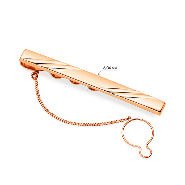 Золотий затискач для краватки в червоному кольорі металу (арт. 200055) – зображення 2