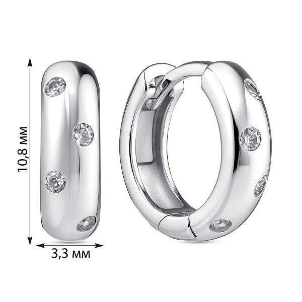 Серебряные серьги-конго с россыпью фианитов (арт. 7502/10039/10) – изображение 2