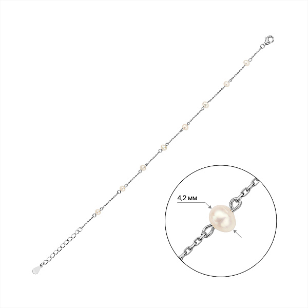 Срібний браслет з перлами (арт. 7509/4922жб) – зображення 2