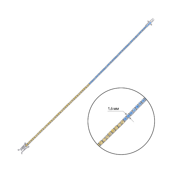 Серебряный браслет с синими и желтыми альпинитами (арт. 7509/1844/3агж) – изображение 2