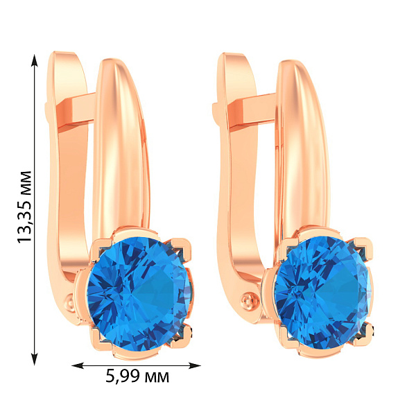 Детские золотые серьги с синим фианитом (арт. 110504с) – изображение 2