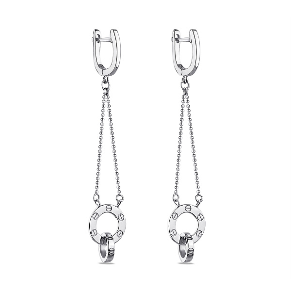Серебряные серьги-подвески без камней (арт. 7502/4452) – изображение 1