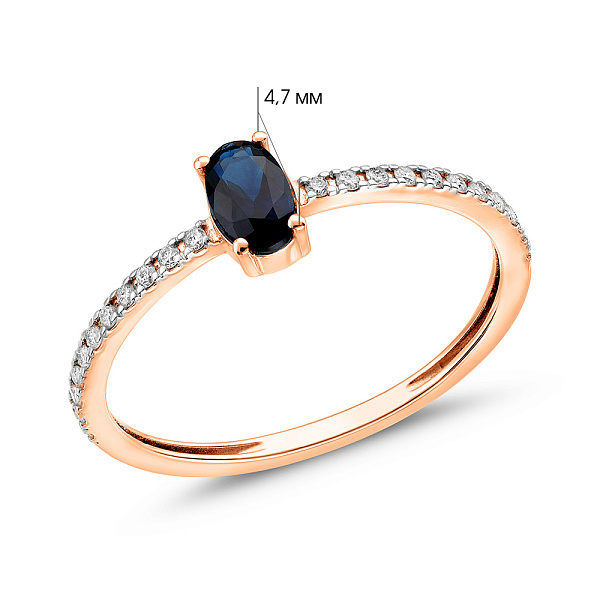Кольцо из красного золота с бриллиантами и сапфиром (арт. К011764с) – изображение 4