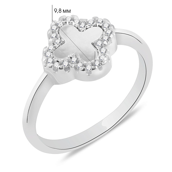 Кольцо из серебра с перламутром и фианитами (арт. 7501/3756/10п) – изображение 2