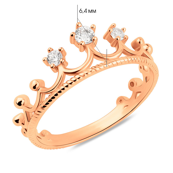 Золота каблучка Корона з фіанітами (арт. 156069) – зображення 4