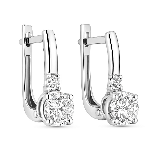 Серьги из белого золота с фианитами (арт. 110531б) – изображение 1
