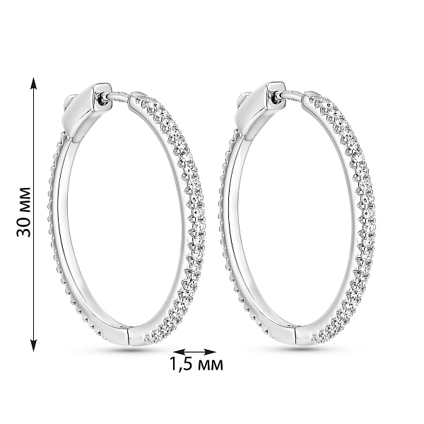 Серебряные серьги-кольца с фианитами (арт. 7502/10473/30) – изображение 2