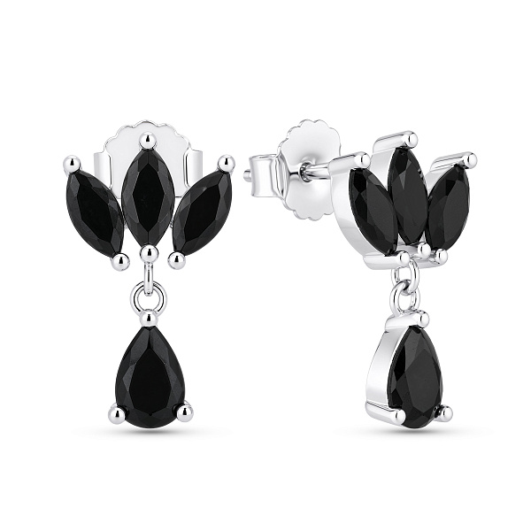 Серебряные серьги с черными фианитами (арт. 7518/7365ч) – изображение 1