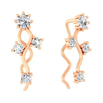 Золоті сережки клаймбери з фіанітами (арт. 110197)