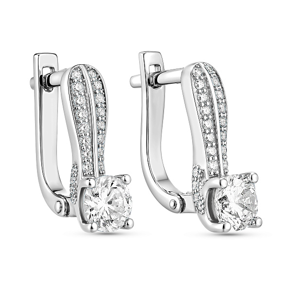 Серьги из белого золота с фианитами (арт. 110452б) – изображение 1