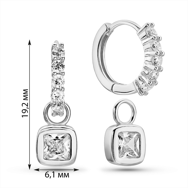 Сережки зі срібла з фіанітами (арт. 7502/2186038) – зображення 2