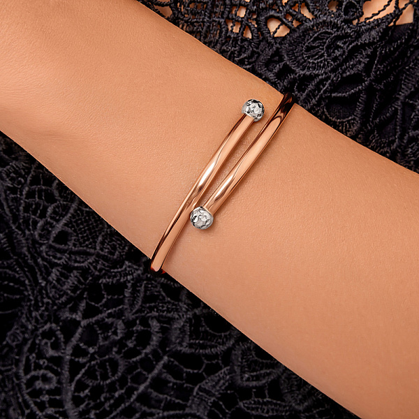 Золотий браслет з алмазною гранню та родіюванням (арт. 326533р) – зображення 2